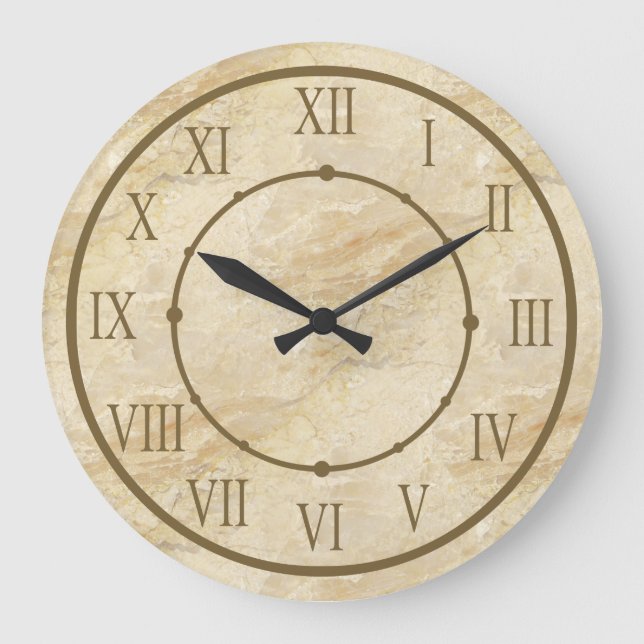 Classy Stone Look Roman Numerals Large Clock (Front)