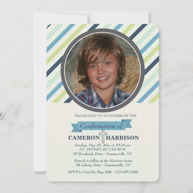 Classy Stripe Photo Invitation (Front)