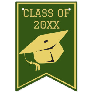 Classy Stylish Gold on Green Graduation Party Bunting
