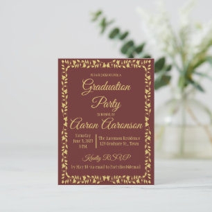 Classy Stylish Gold on Navy Graduation Invitation Postcard