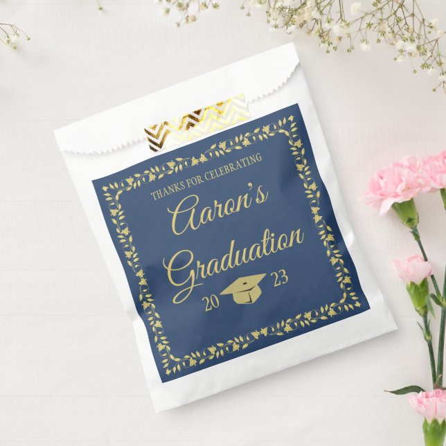Classy Stylish Gold on Navy Graduation Party Favour Bag (Sealed)