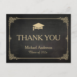 Classy Stylish Grad Cap Graduation Thank You Postcard