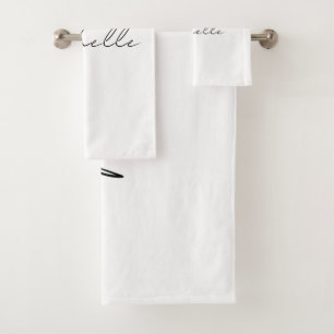 Classy Stylish Script Add Your Name Bath Towel Set