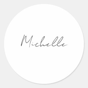 Classy Stylish Script Add Your Name Classic Round Sticker