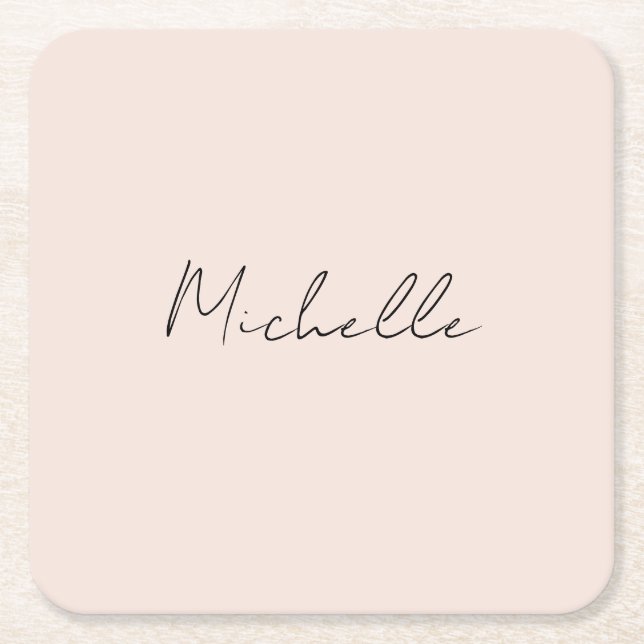Classy Stylish Script Add Your Name Square Paper Coaster (Front)