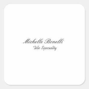 Classy Stylish Script Add Your Name Square Sticker