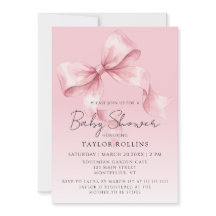 Classy Sweet Bow Pink Baby Shower