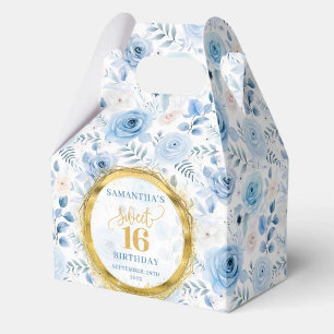 Classy Sweet Sixteen Pastel Blue Gold Party Favour Box
