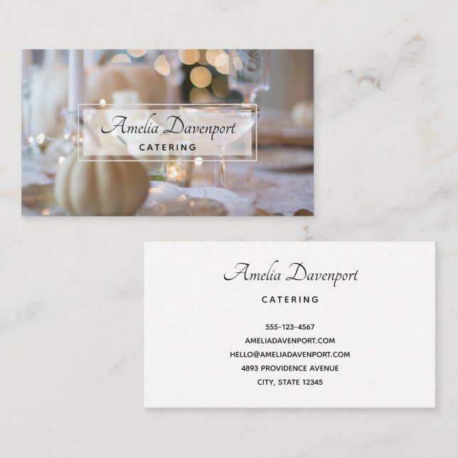 Classy Table with Fancy Place Setting Business Card (Front/Back)