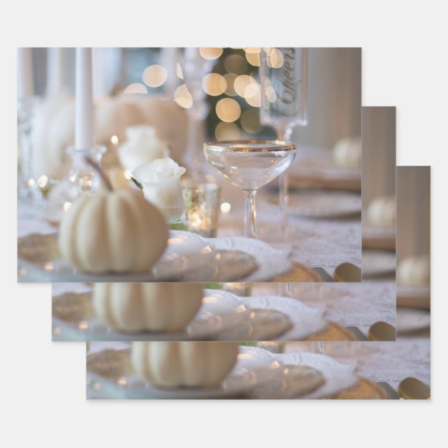 Classy Table with Fancy Place Setting Wrapping Paper Sheet (Set)