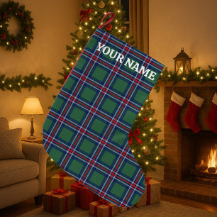 Classy tartan plaid pattern personalized small christmas stocking