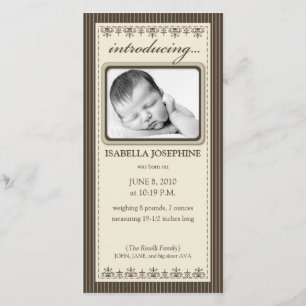 Classy Taupe Customised Birth Announcement
