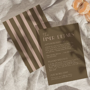 Classy Taupe Gold Old Money Wedding Details Enclosure Card