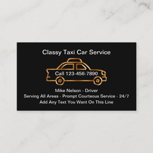 Classy Taxi Car Service Business Cards (Front)