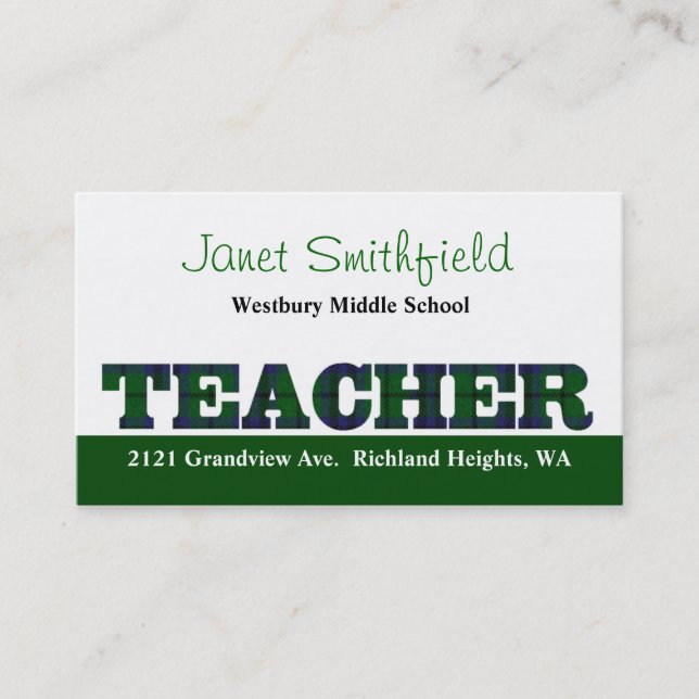 Classy Teacher's Business Card (Front)