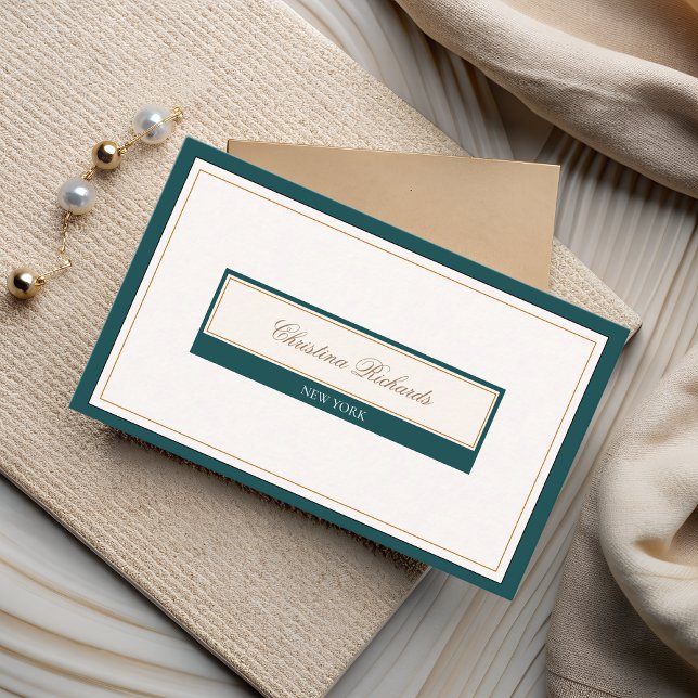 Classy Teal Ivory Business Card (Creator Uploaded)