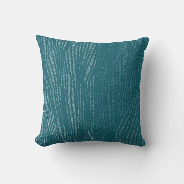 Classy Teal Stripe Pattern Throw Pillow (Front)