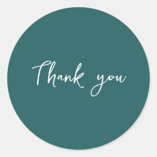 Classy Teal Thank You Packaging Gift Home Business Classic Round Sticker
