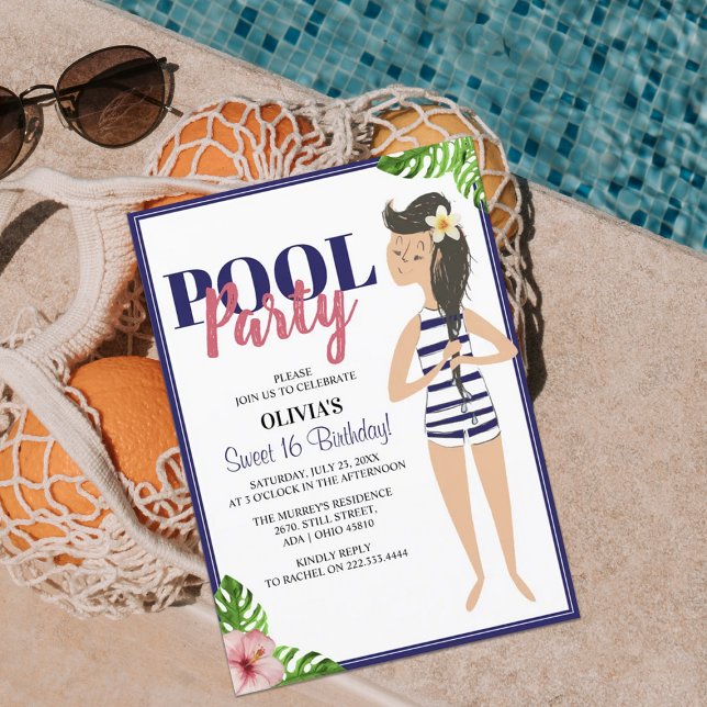 Classy Teen Pool Party | Birthday Invitation (Creator Uploaded)