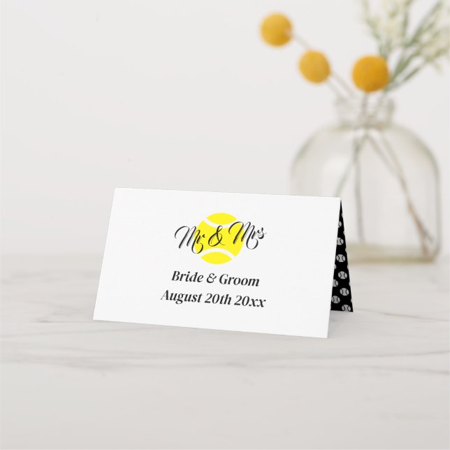 Classy tennis theme wedding table place cards (Back)