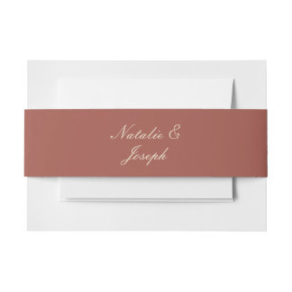 Classy Terracotta Auburn Old Money Fancy Wedding Invitation Belly Band