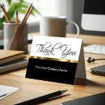 Classy Thank You Cards For Business<br><div class="desc">Classy and simple business thank you card template with an upscale look in stylish gold, black, and white. Personalise the Thank You inside sentiment put your company name on the front signifying who it's from and design these for a corporate business or small business to thank your customers, sales or...</div>