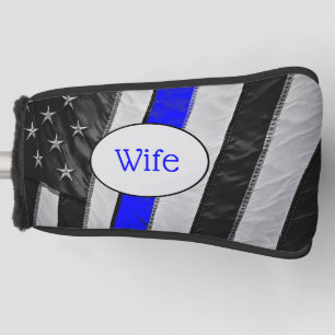 Classy Thin Blue Line American Flag Cop's Wife Golf Head Cover