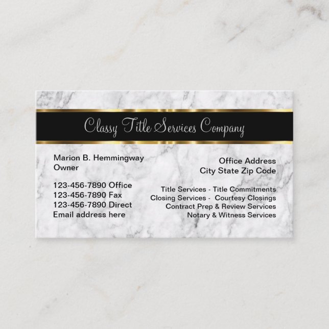 Classy Title And Closing Services Business Card (Front)
