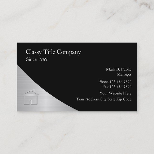 Classy Title Company Business Cards (Front)