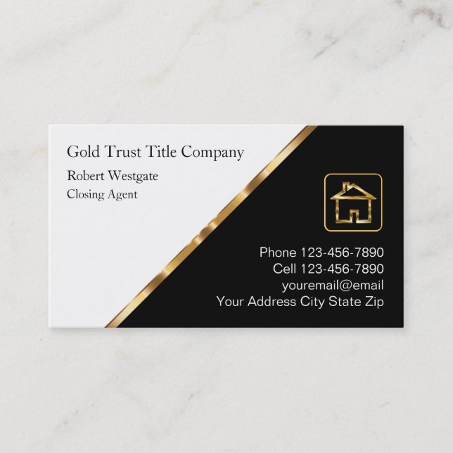 Classy Title Company Closing Agent Business Card (Front)