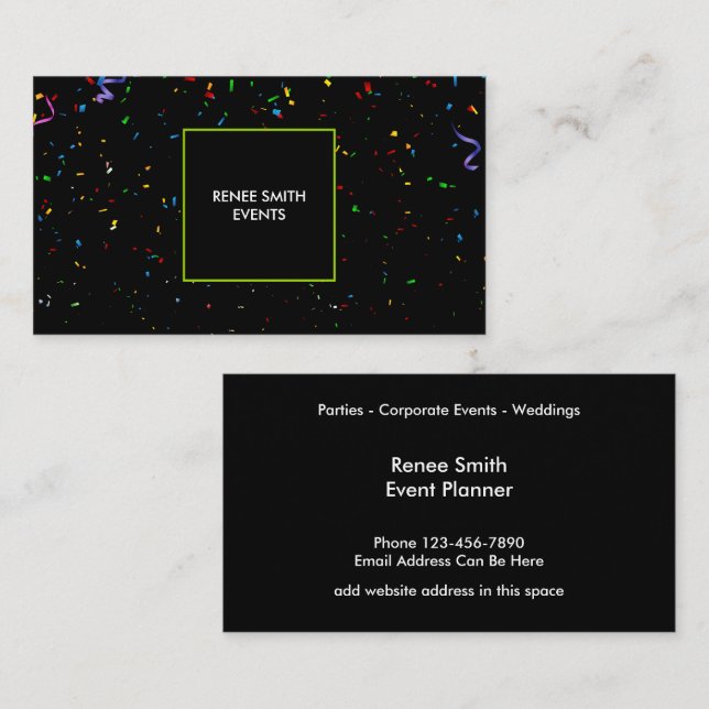 Classy Trendy Event Planner Business Cards (Front/Back)