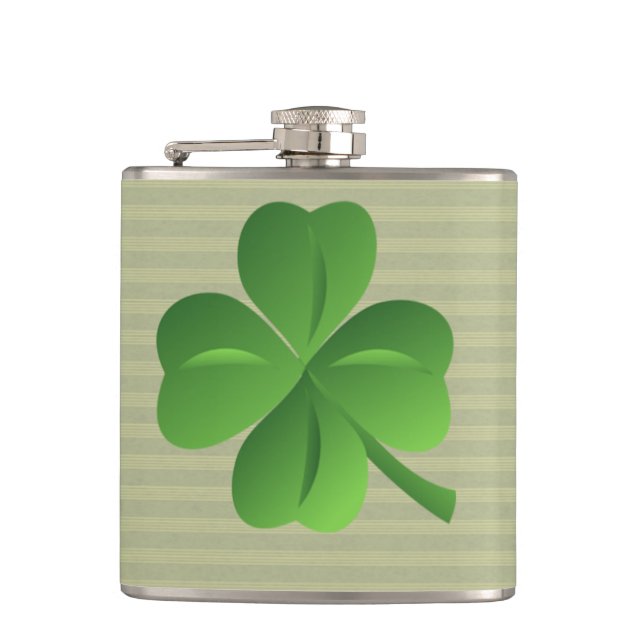Classy Trendy  Irish Lucky Shamrock Hip Flask (Front)