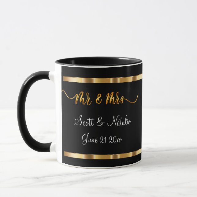 Classy Trendy Wedding Commemorative Favour Mugs (Left)