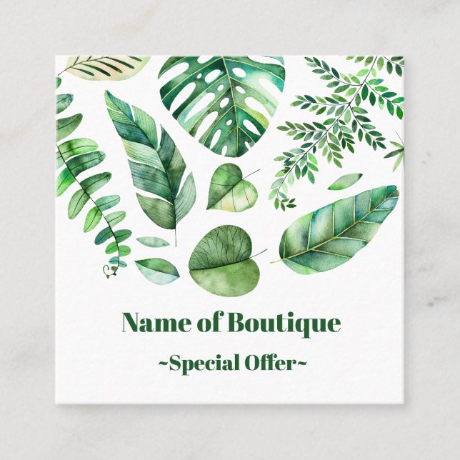 Classy tropical leaves Boutique  Discount Coupon (Front)