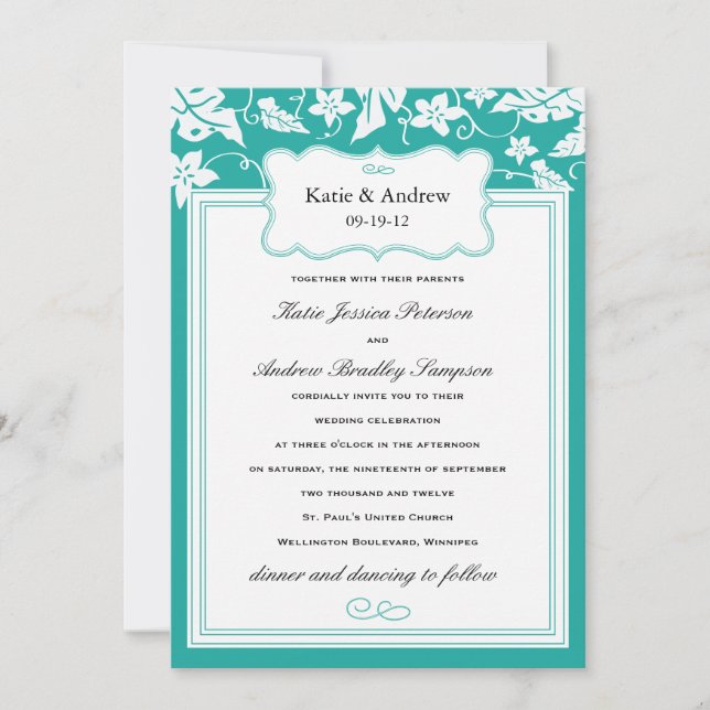 Classy Tropical Wedding Invitation Template (Front)