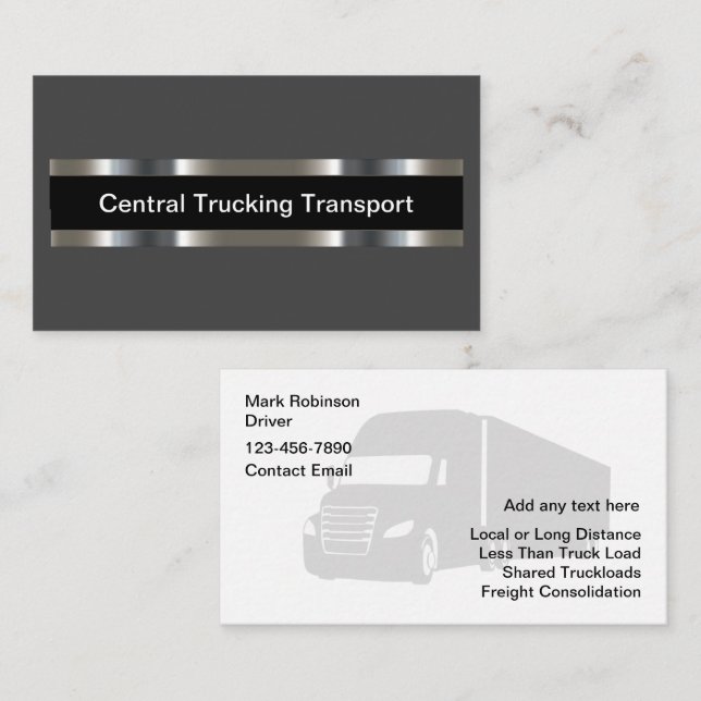 Classy Trucking Shipping Transport Services Business Card (Front/Back)