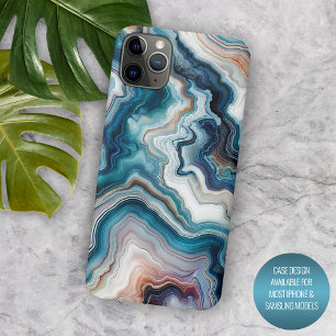 Classy Turquoise Blue Purple Quartz Agate Pattern iPhone 11 Pro Max Case