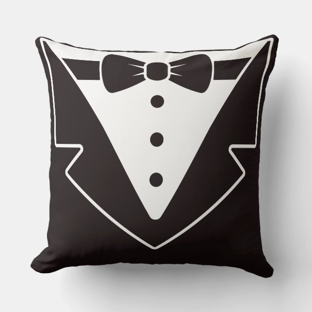 Classy Tuxedo Minimalist Throw Pillow (Front)