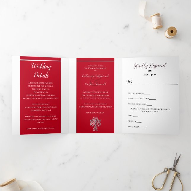 Classy Two Colour's Wedding Tri-Fold Invitation (Inside)