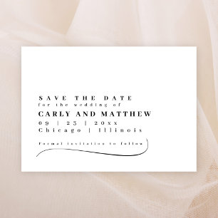 Classy Typography Black White Save The Date
