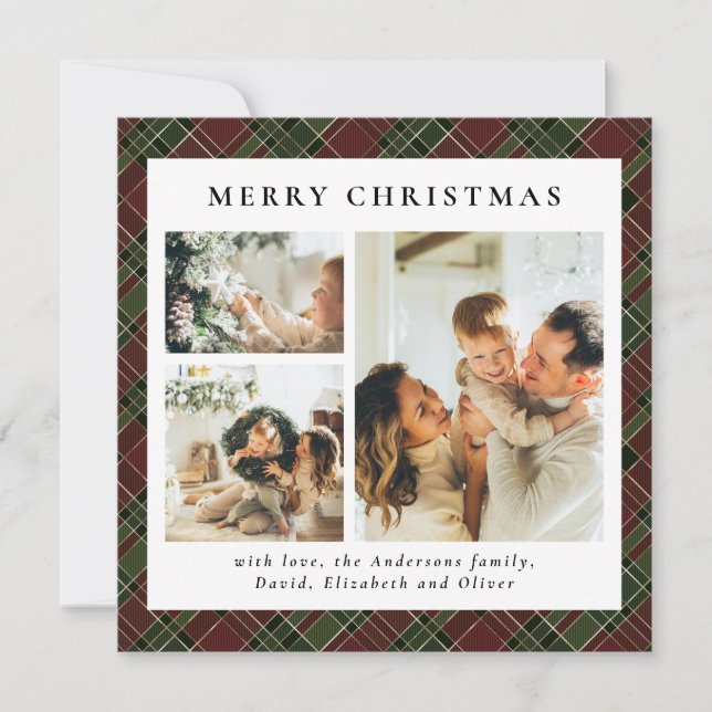 Classy Typography Red and Green | Photo Christmas Holiday Card (Front)
