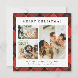 Classy Typography Red and Green   Photo Christmas Holiday Card