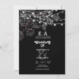 classy unique black and white wedding invitation