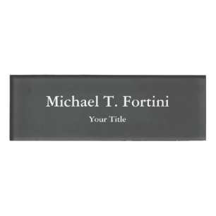 Classy Unique Grey Trendy Elegant Name Tag