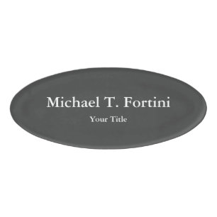 Classy Unique Grey Trendy Elegant Name Tag