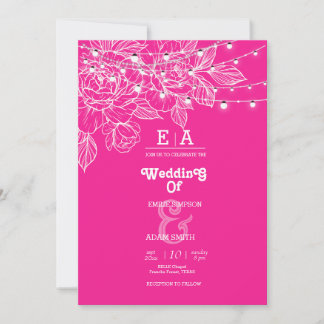 classy unique magenta wedding  invitation