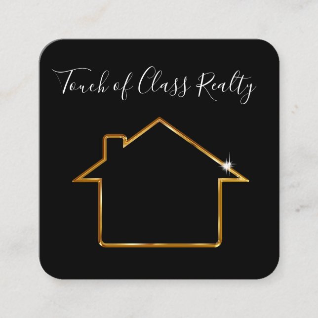 Classy Unique Real Estate Theme Square Business Card (Front)