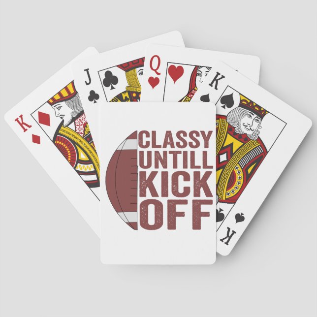 Classy Untill Kick Off Funny Fantasy Football Gift Playing Cards (Back)