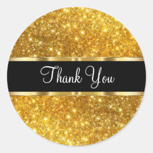 Classy Upscale Business Thank You Glitter Classic Round Sticker
