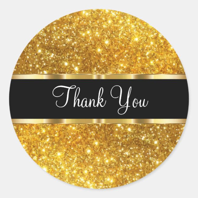 Classy Upscale Business Thank You Glitter Classic Round Sticker (Front)